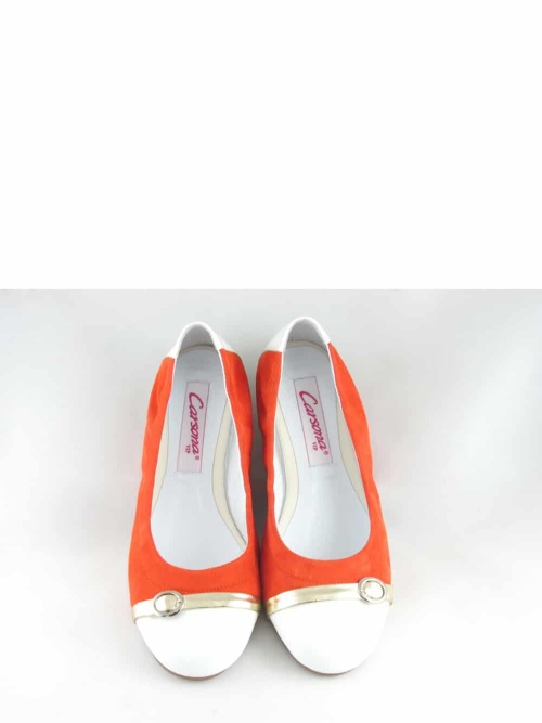 Echtleder Ballerinas - orange / weiß