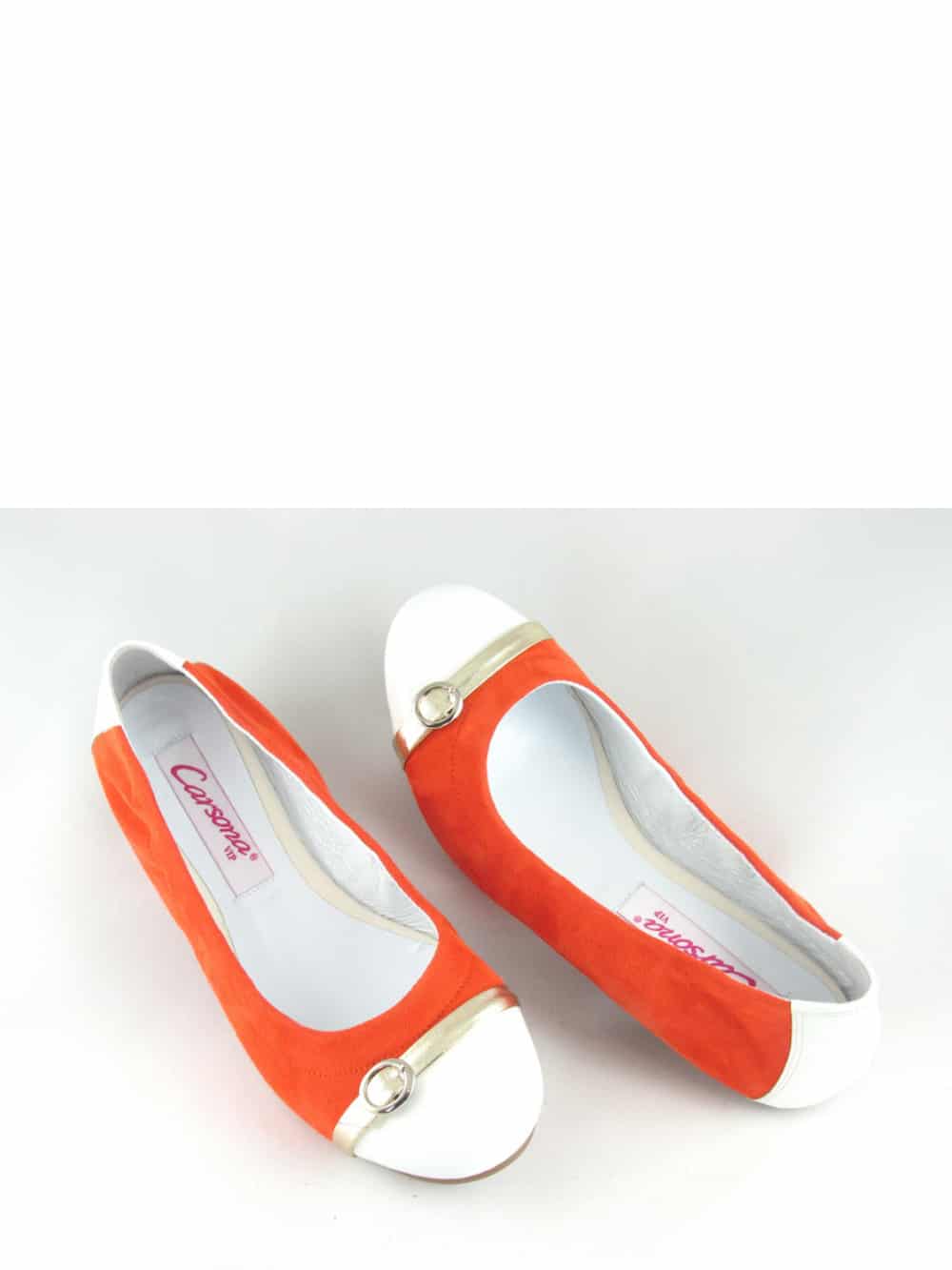 Echtleder Ballerinas - orange / weiß