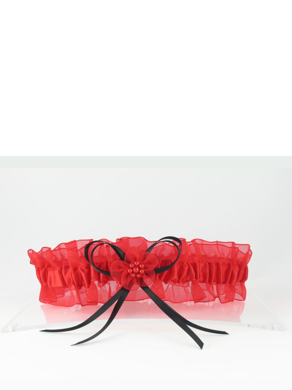 Strumpfband "Lizabona" Chiffon rot